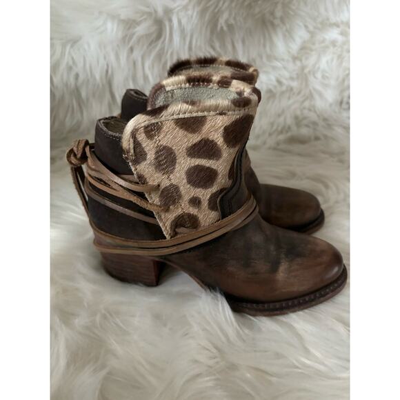FREEBIRD By Steven Casey Ankle Booties Brown Leopard Boots 6 - Picture 8 of 12
